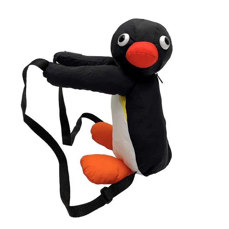 Mochila Peluche Caricatura Pingu Pinguino Felpa Espalda Escolar