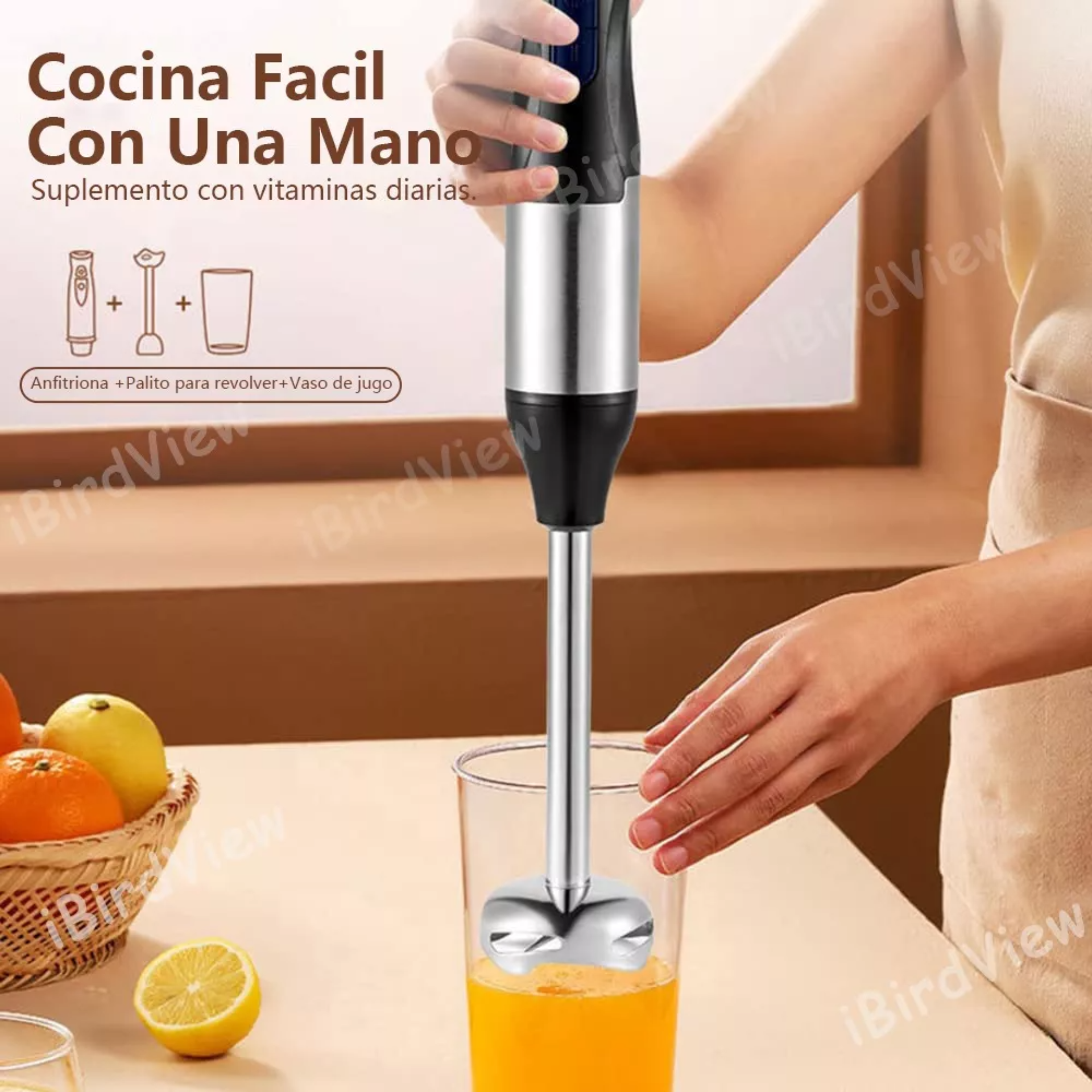 Licuadora De Inmersión Manual Multifuncional 4 En 1 1000w