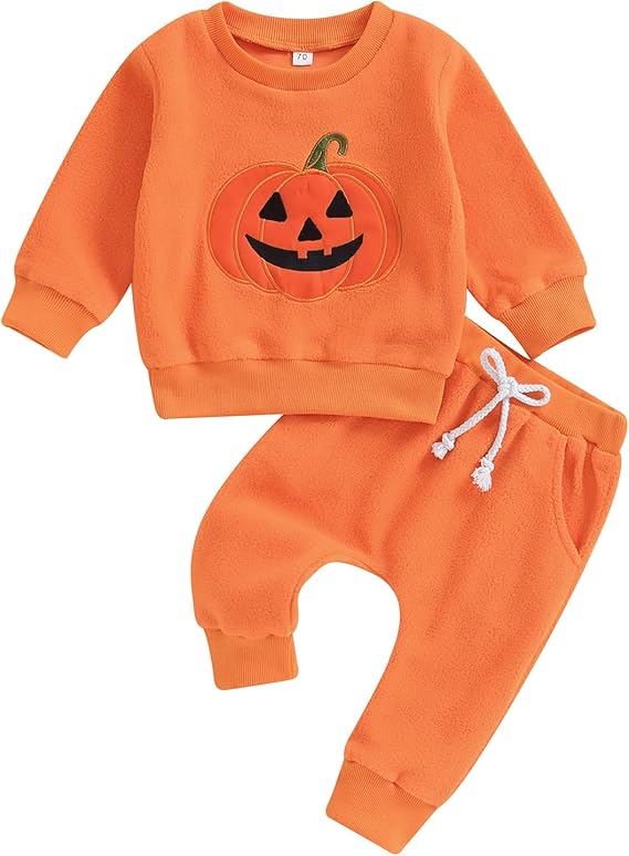 Disfraz Bebe Calabaza Naranja Tipo Pijama Halloween Algodón Manga