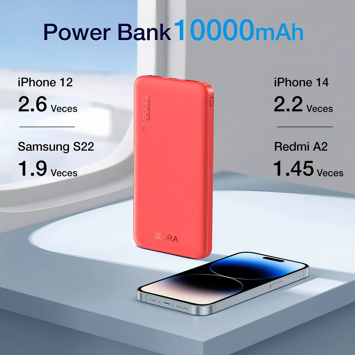 Power Bank 10000mah Bateria Portatil 2.1a Y 20cm