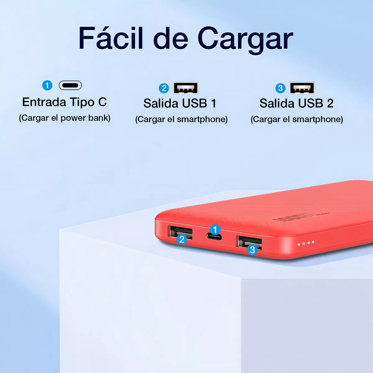 Power Bank 10000mah Bateria Portatil 2.1a Y 20cm