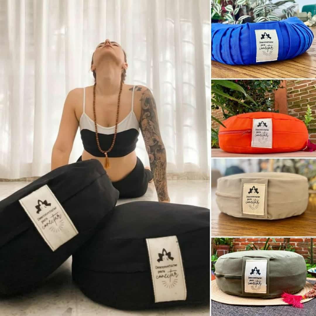Cojin Zafu Artesanal Multiusos Perfecto para Yoga y Meditacion Media Luna Varios Colores