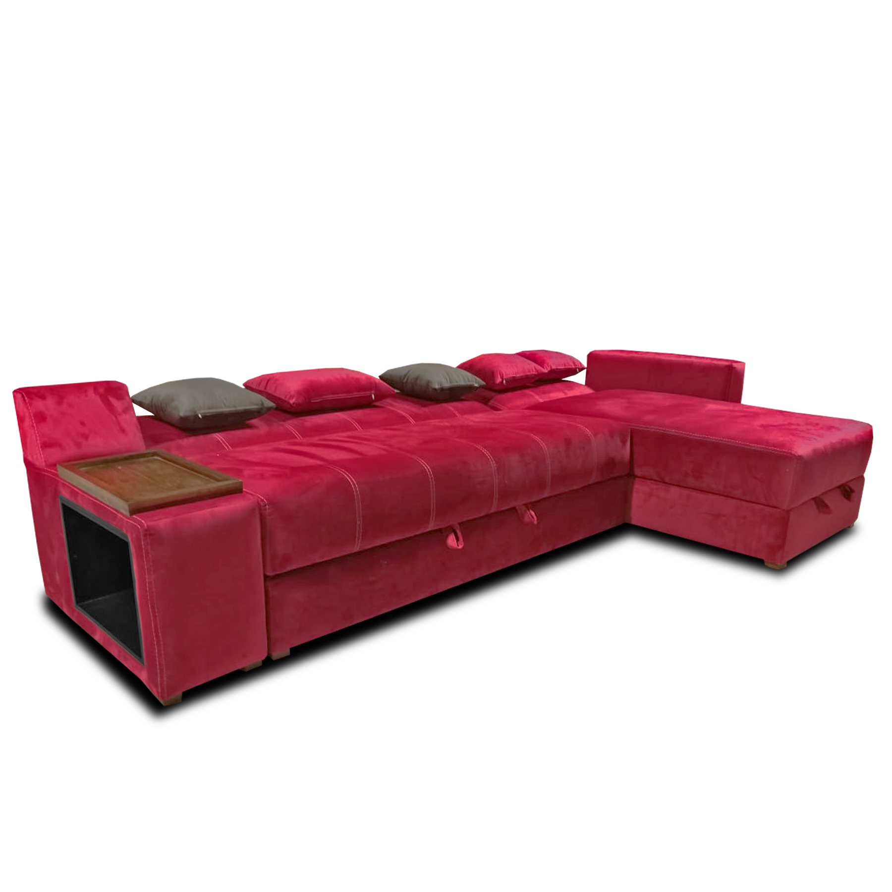 Sala Magne c/baul y sistema para sofa cama color Rojo  MADERIAN // ENTREGA EN CDMX Y ZONA METROPOLITANA