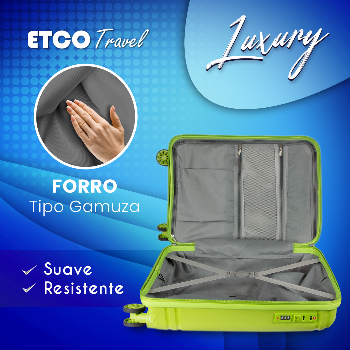 Maleta De Mano Luxury Carry On 10kg Equipaje De Viaje Avion Cabina Seguridad Tsa Etco