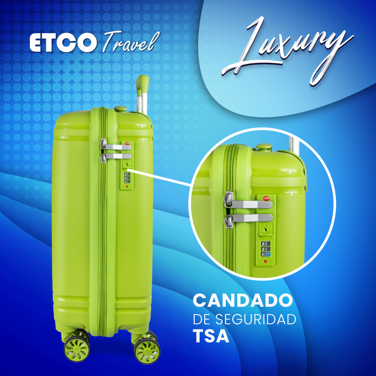 Maleta De Mano Luxury Carry On 10kg Equipaje De Viaje Avion Cabina Seguridad Tsa Etco