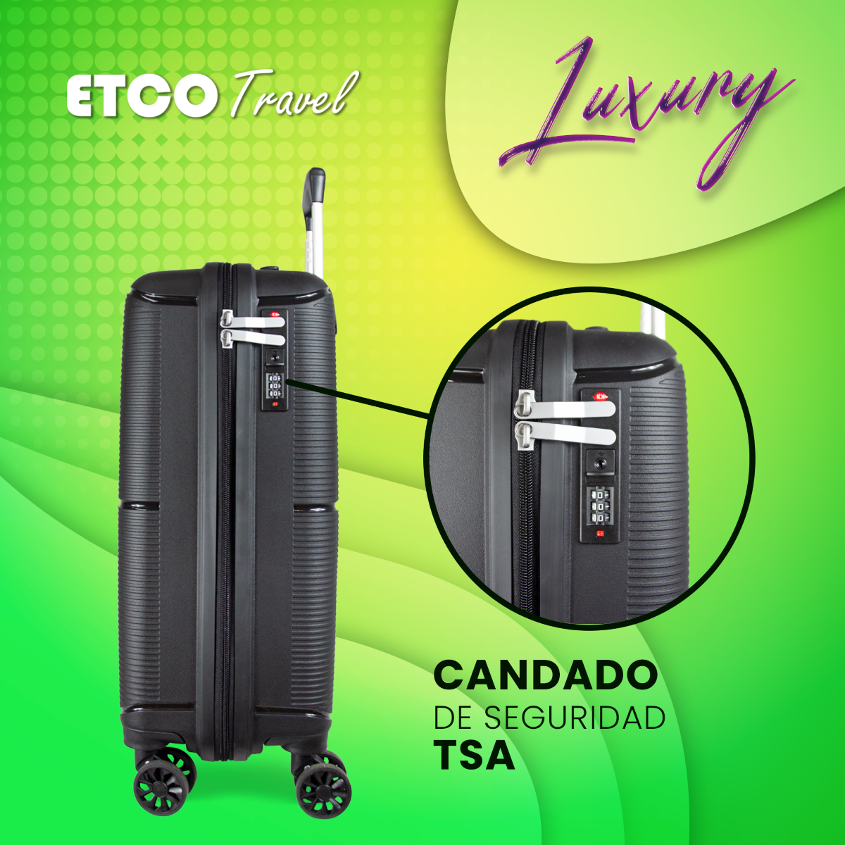 Maleta De Mano Luxury Carry On 10kg Equipaje De Viaje Avion Cabina Seguridad Tsa Etco