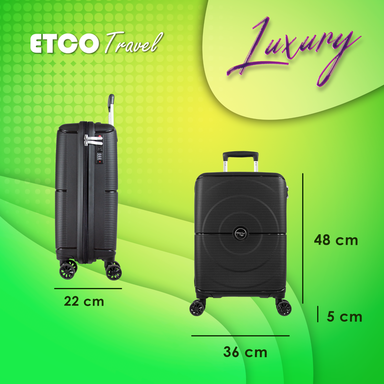 Maleta De Mano Luxury Carry On 10kg Equipaje De Viaje Avion Cabina Seguridad Tsa Etco