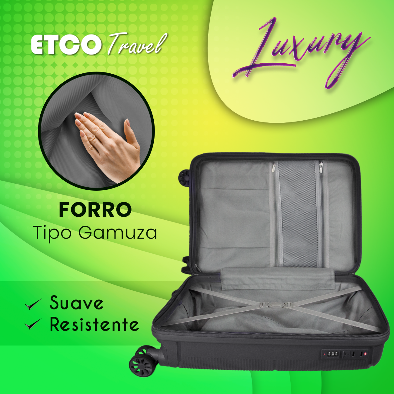 Maleta De Mano Luxury Carry On 10kg Equipaje De Viaje Avion Cabina Seguridad Tsa Etco