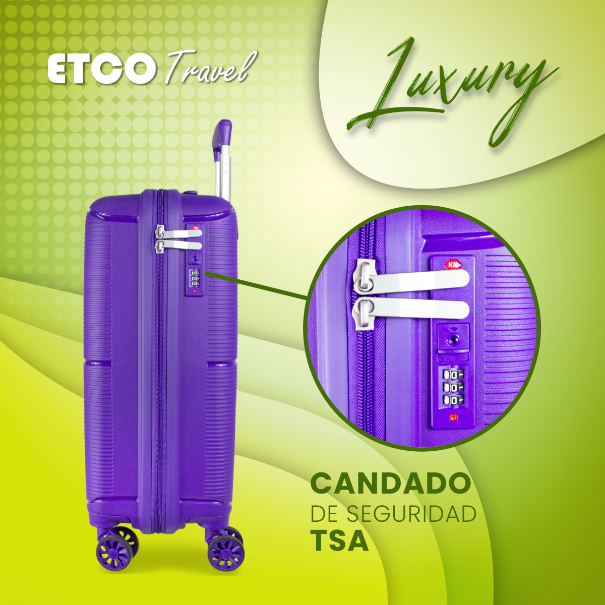 Maleta De Mano Luxury Carry On 10kg Equipaje De Viaje Avion Cabina Seguridad Tsa Etco