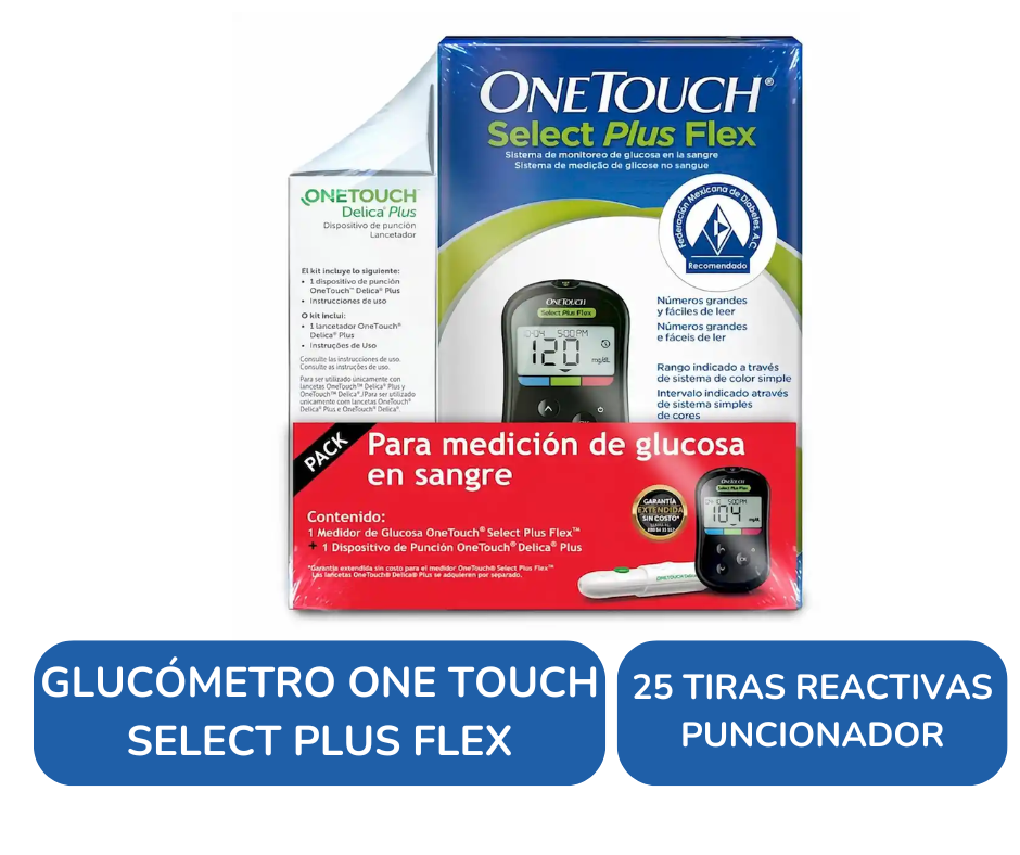One Touch Medidor Select Plus + Dispositivo Punción + 25 Tiras