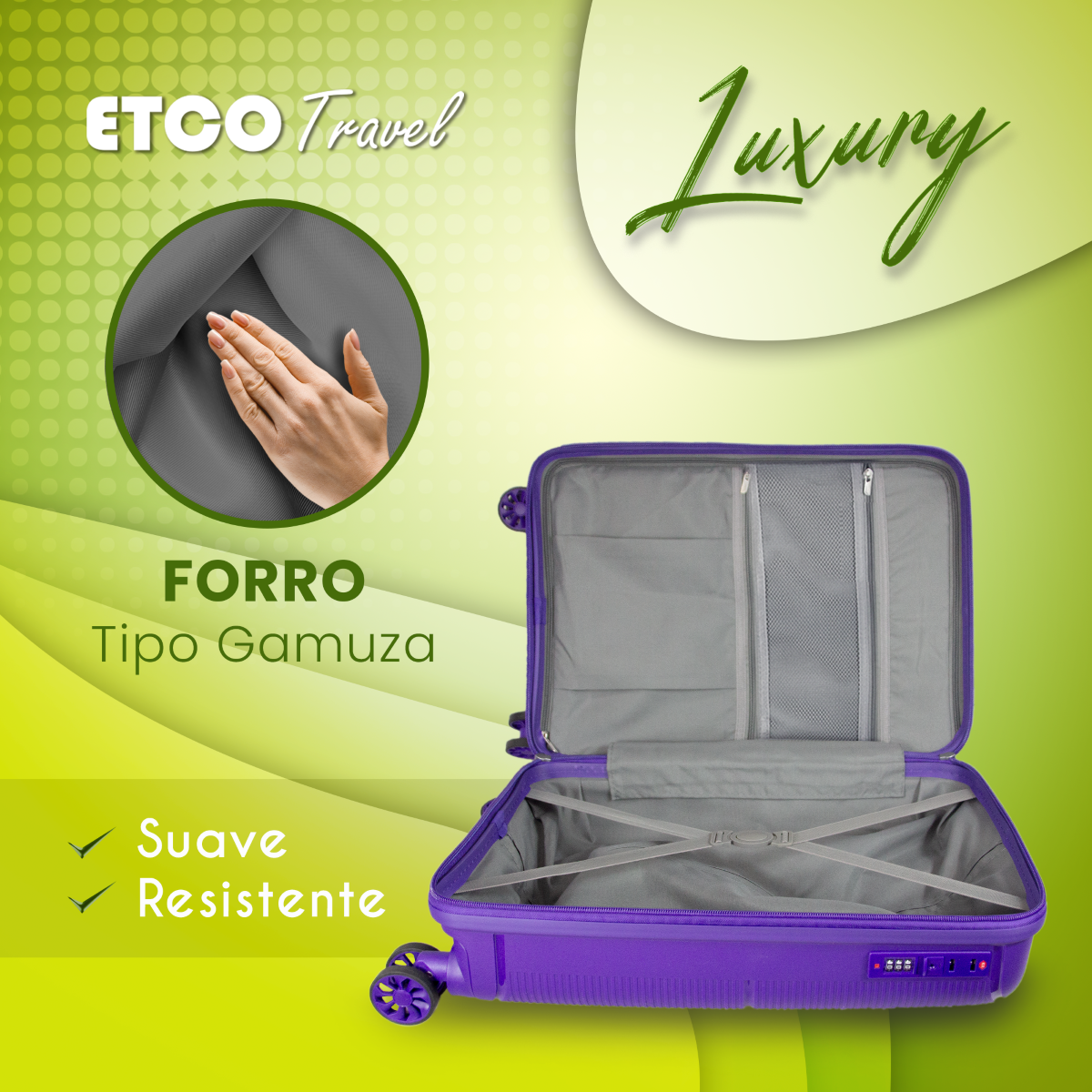Maleta De Mano Luxury Carry On 10kg Equipaje De Viaje Avion Cabina Seguridad Tsa Etco