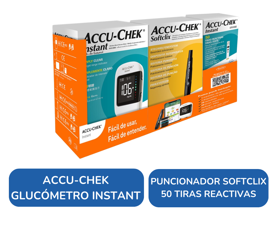 Glucómetro Accu-Check Instant Softclix Kit y 50 Tiras 