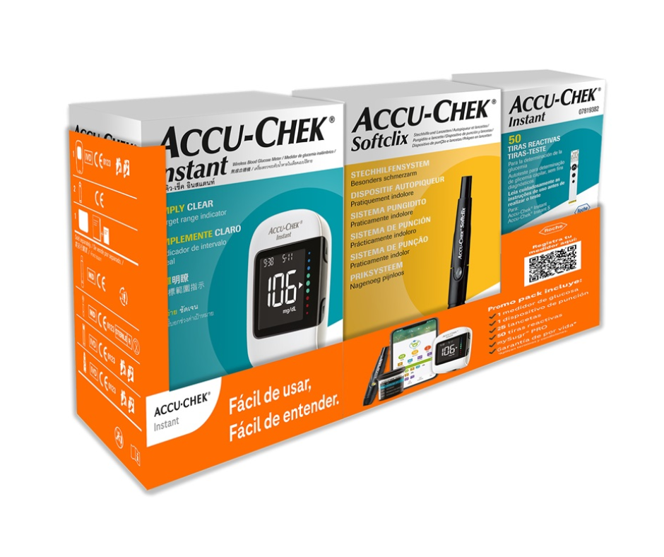 Glucómetro Accu-Check Instant Softclix Kit y 50 Tiras 