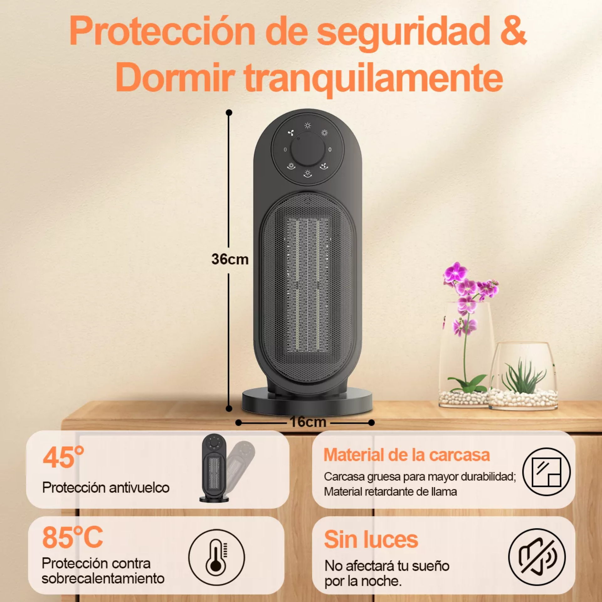Calefactor Eléctrico Calentador De Aire 3 Modos Oscilación