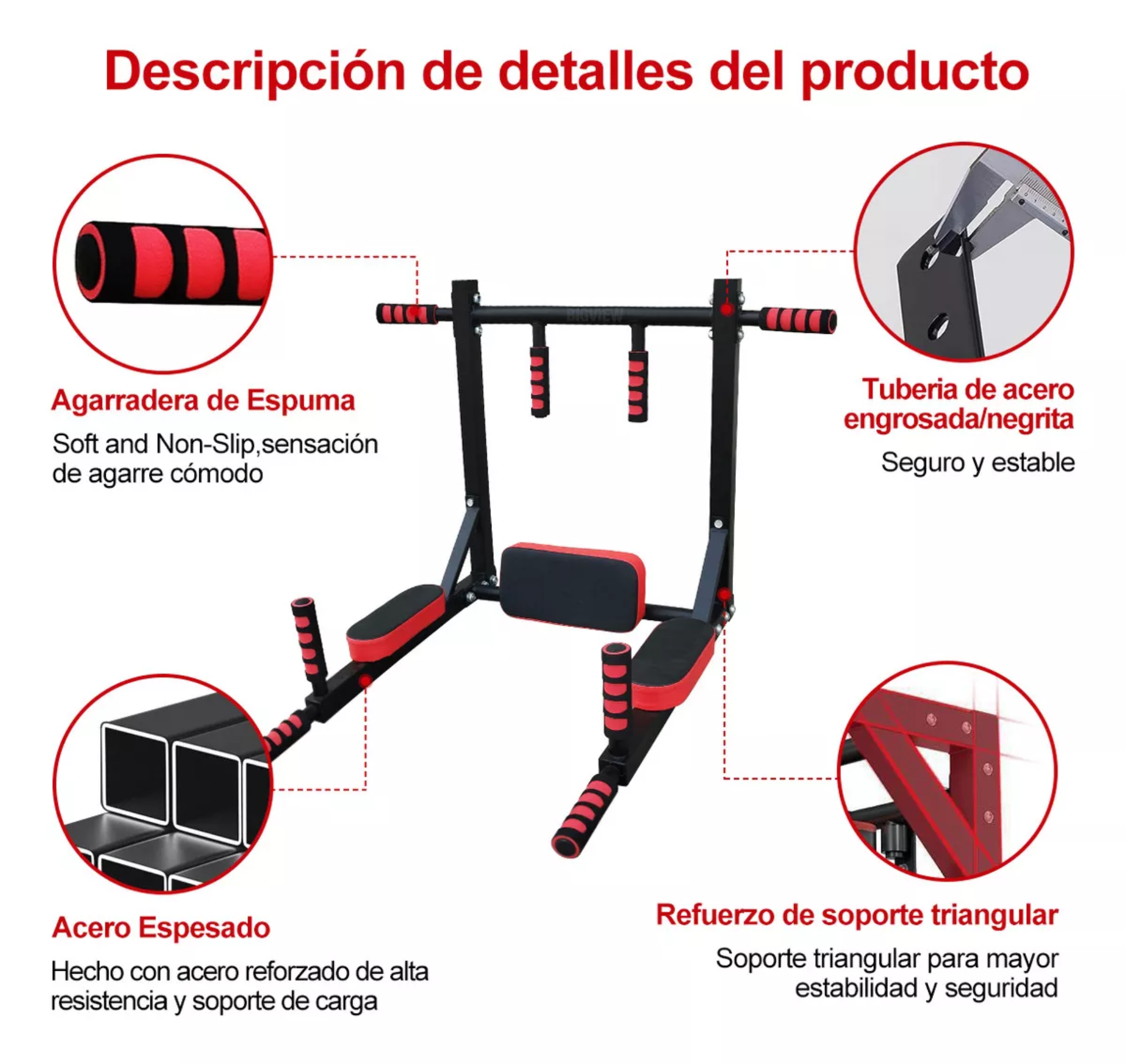 Bigview Barra Multifuncional 8 En 1 Para Dominadas, Calistenia Y Ejercicios De Gym