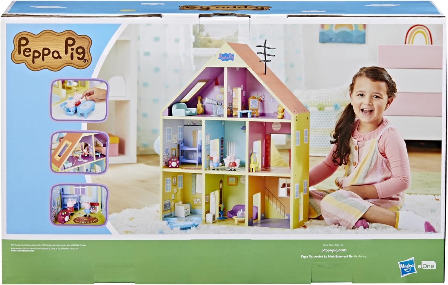 Peppa Pig - Súper casa de Madera - 8 Habitaciones - Incluye 2 Figuras y 29 Accesorios - Fabricada con Madera de Origen Responsable - A Partir de 3 años