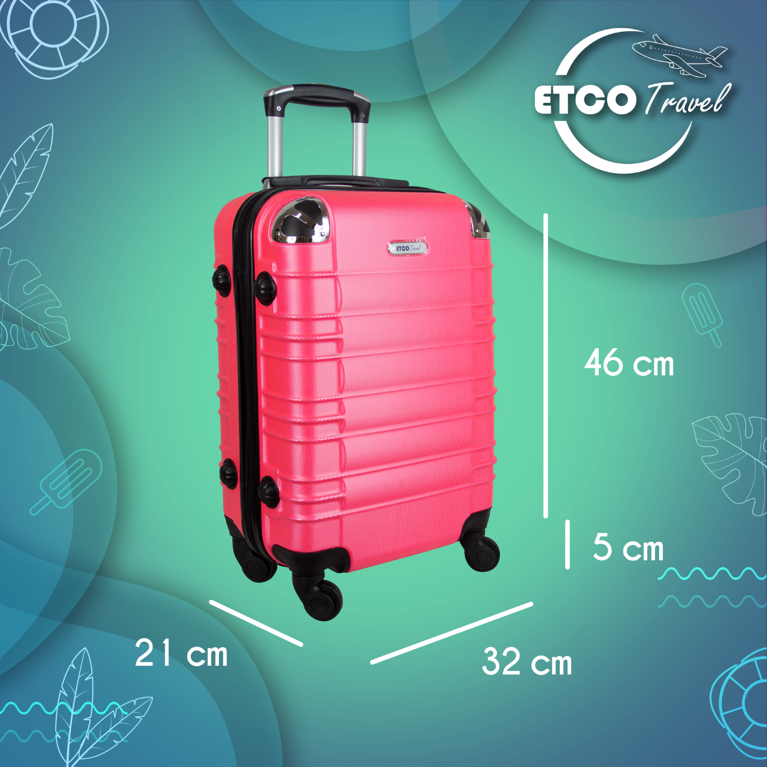 Maleta De Mano 10 kgs.  19 pulg  Equipaje De Viaje Ruedas 360 Avión Etco Travel