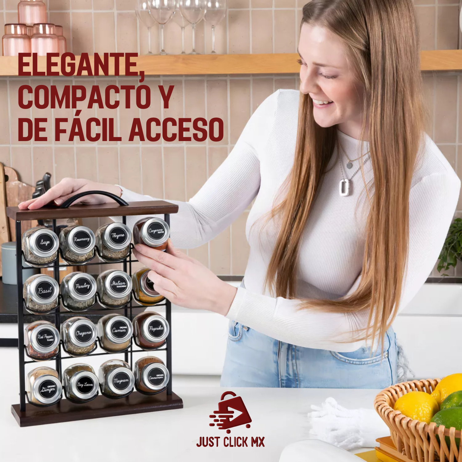 Especiero De 16 Frascos De Vidrio Con Especies Elegante Orii