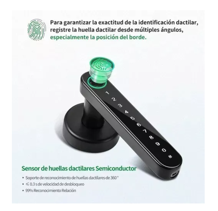 Puerta Manija Inteligente Cerradura Biométrica Huella Dactil T