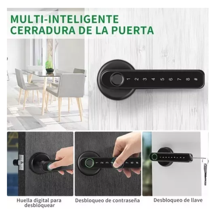 Puerta Manija Inteligente Cerradura Biométrica Huella Dactil T