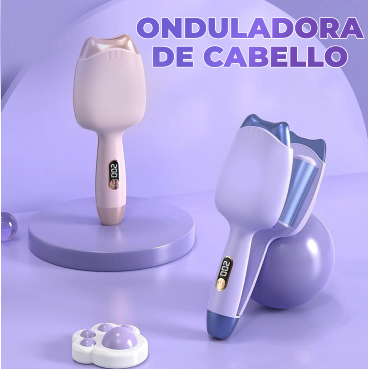 Plancha Waflera Para El Cabello Ondas De Sirena Color Morado