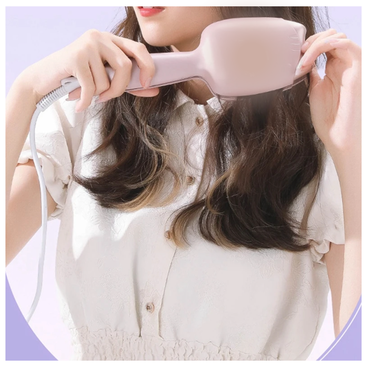 Plancha Waflera Para El Cabello Ondas De Sirena Color Morado