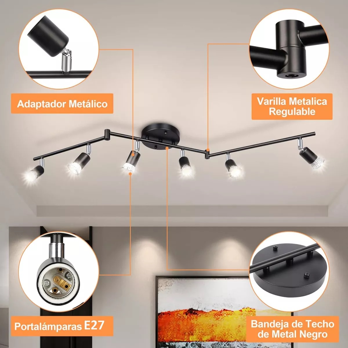 Iluminación De Riel Led De 6 Luces,nergo