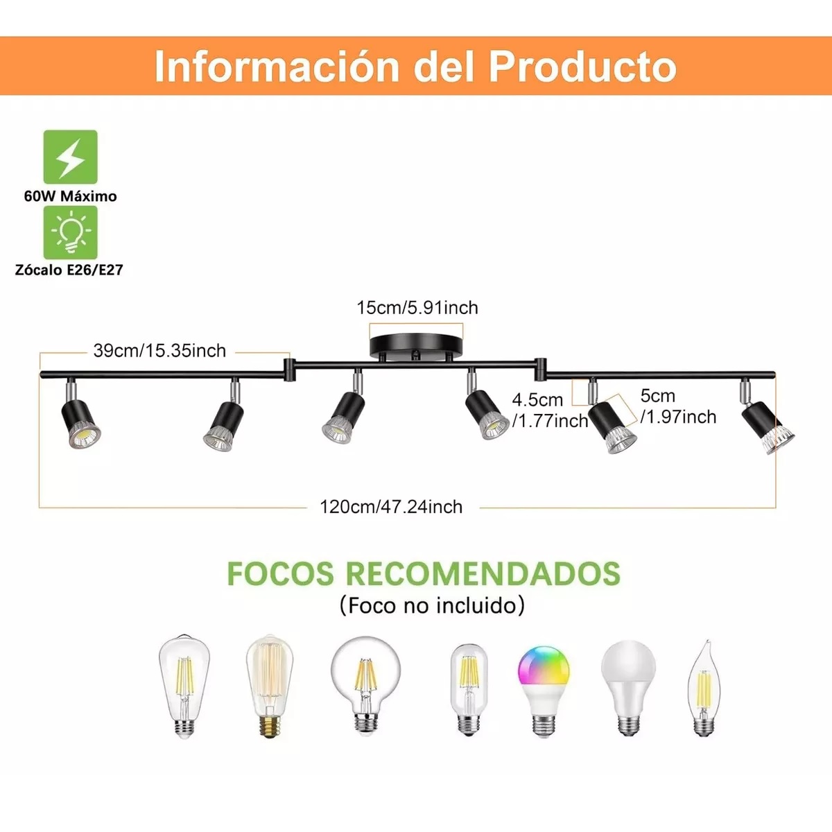Iluminación De Riel Led De 6 Luces,nergo