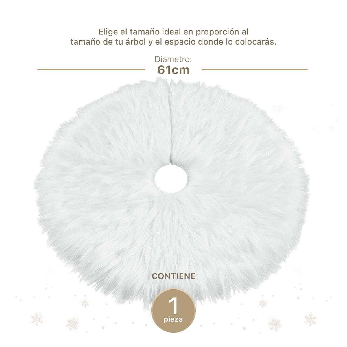 Pie de Árbol de Navidad Afelpado Chico Tapete para Pino Navideño Falda para Decoración Navideña Blanco ESQUIMAL