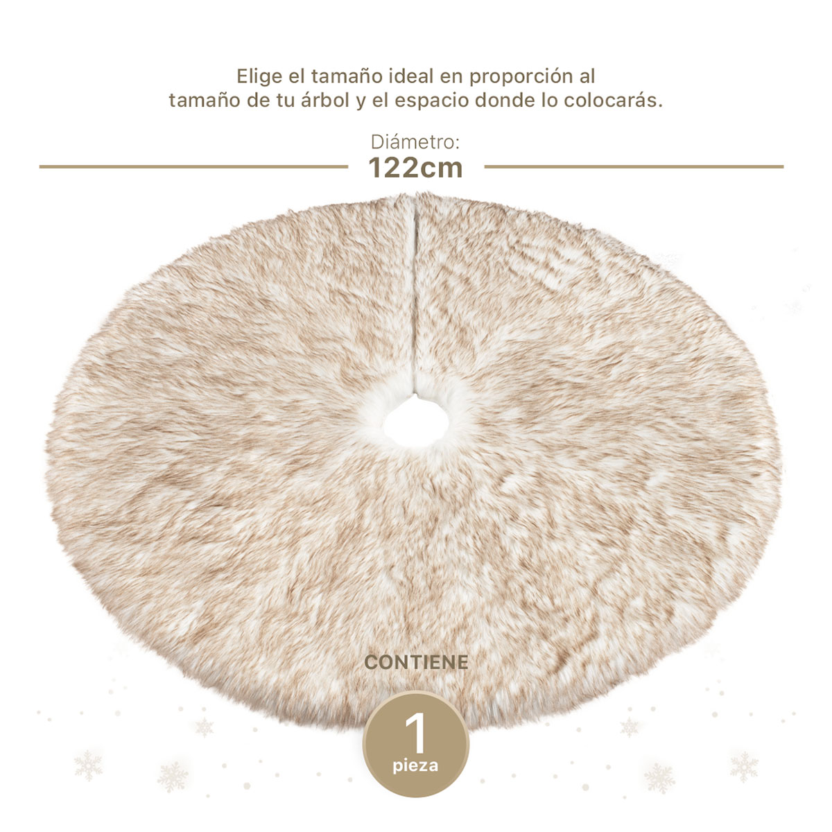 Pie de Árbol de Navidad Afelpado Grande Tapete para Pino Navideño Falda para Decoración Navideña Blanco - Café ESQUIMAL