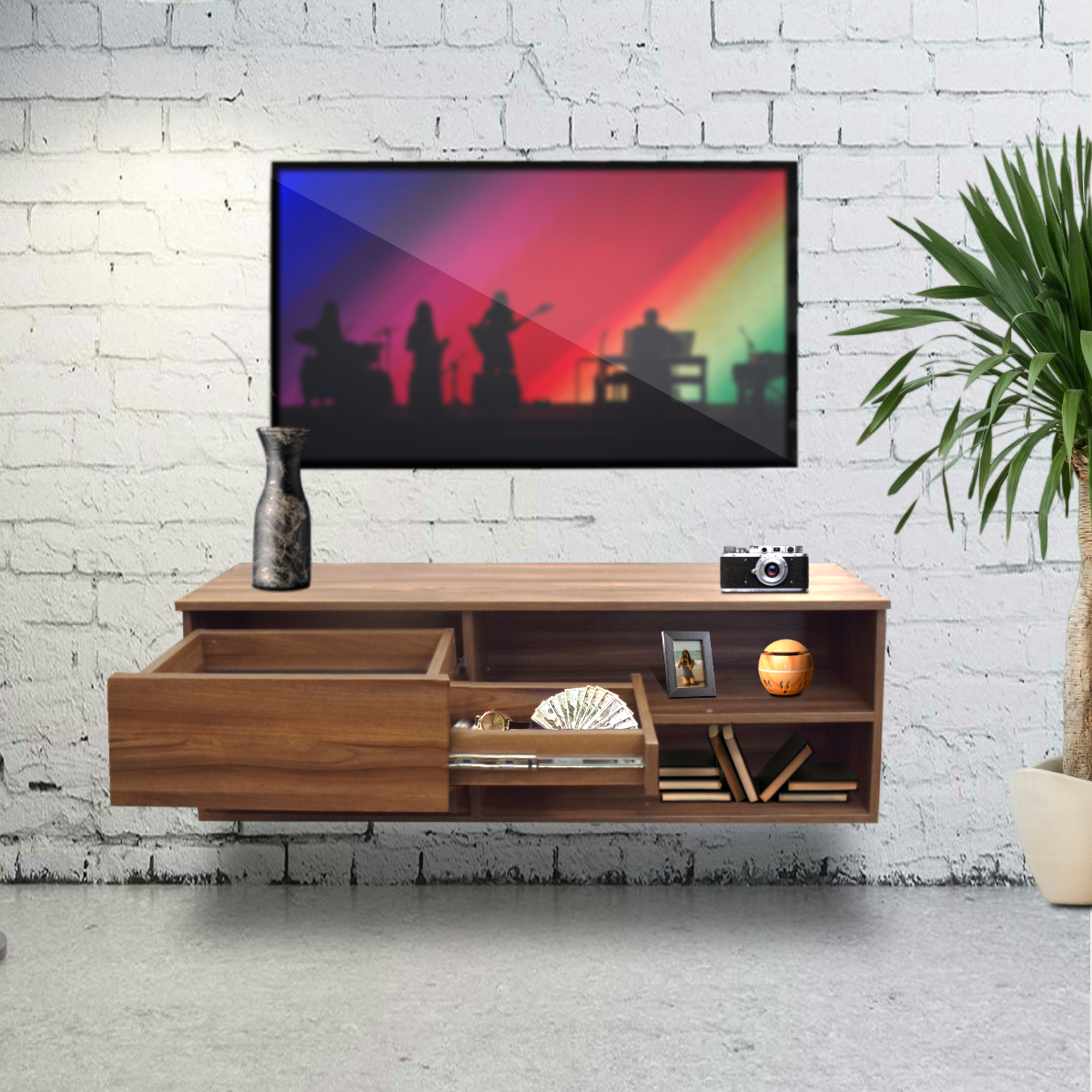 Mueble para Tv Flotante Hogare con Cajón Oculto