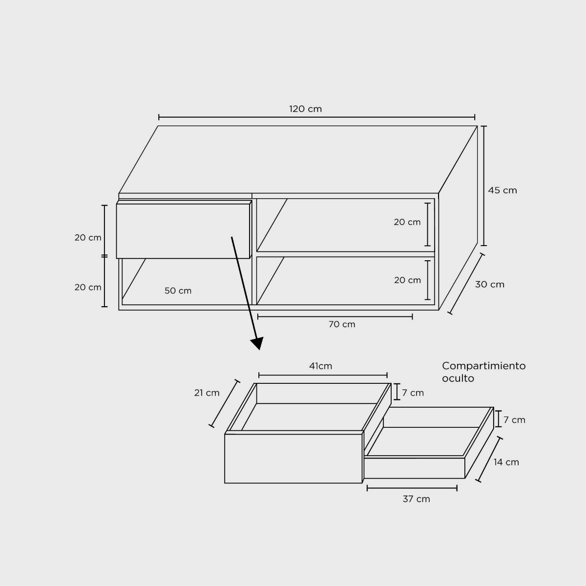 Mueble para Tv Flotante Hogare con Cajón Oculto