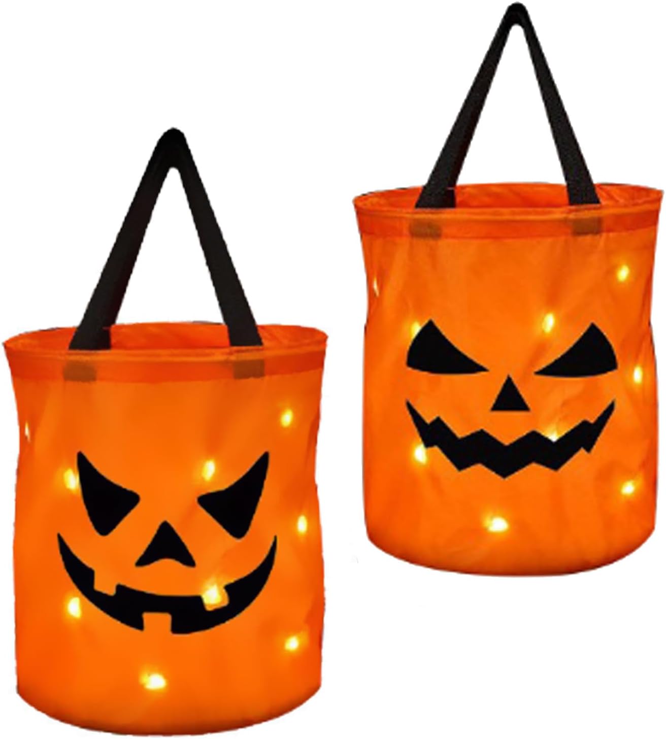 2 Bolsas Dulces Halloween Luz LED Truco o Trato Cubo Calabaza Grandes Niños