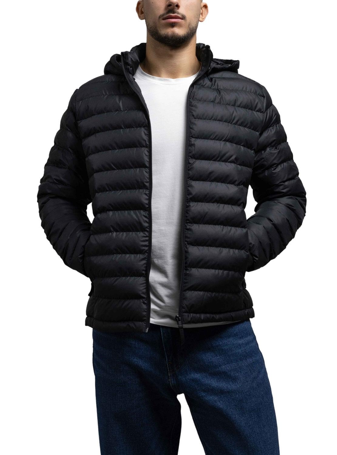 Chamarra Negra Con Capucha para Hombre