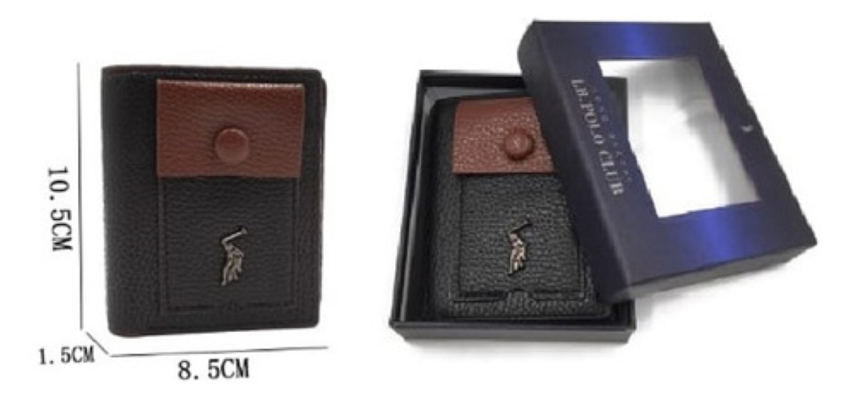 Cartera Caballero Billetera Hombre Original Lujo Polo Trifold M1 NEGRO. DETALLA CAFE