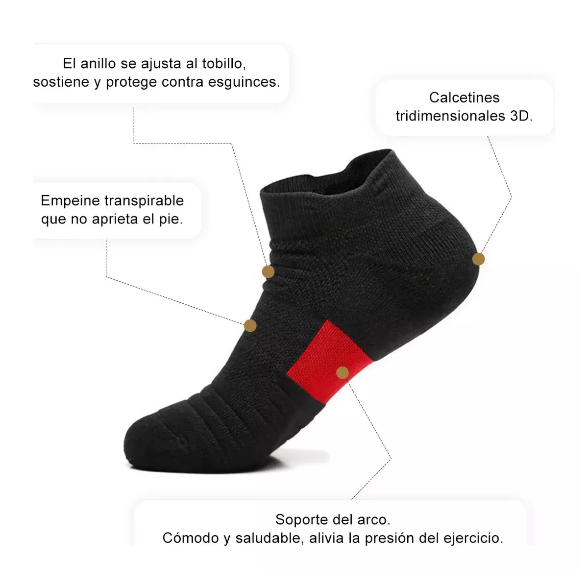 5pares Calceta Deportiva Hombre 100% Algodón Calcetines Ropa