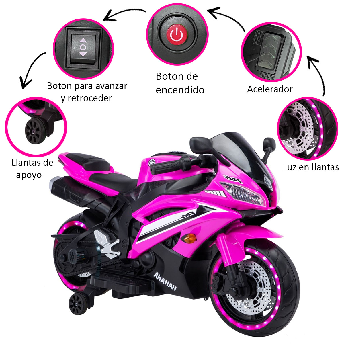 Moto Deportiva Electrica R6 Montable 12V A-666 Rosa