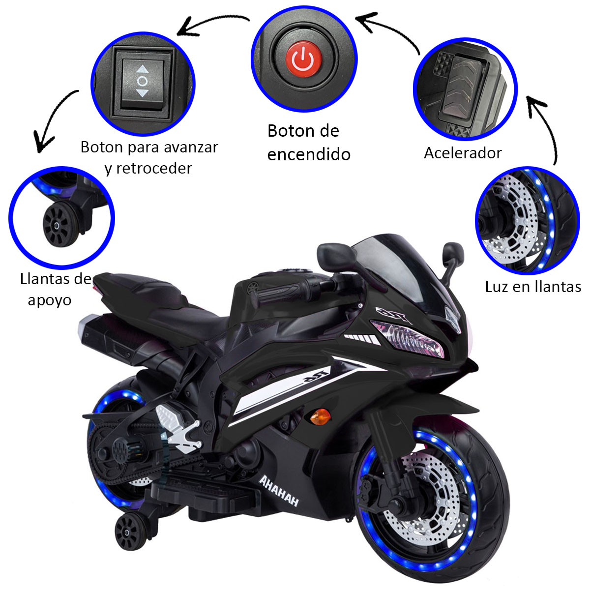 Moto Deportiva Electrica R6 Montable 12V A-666 Negro