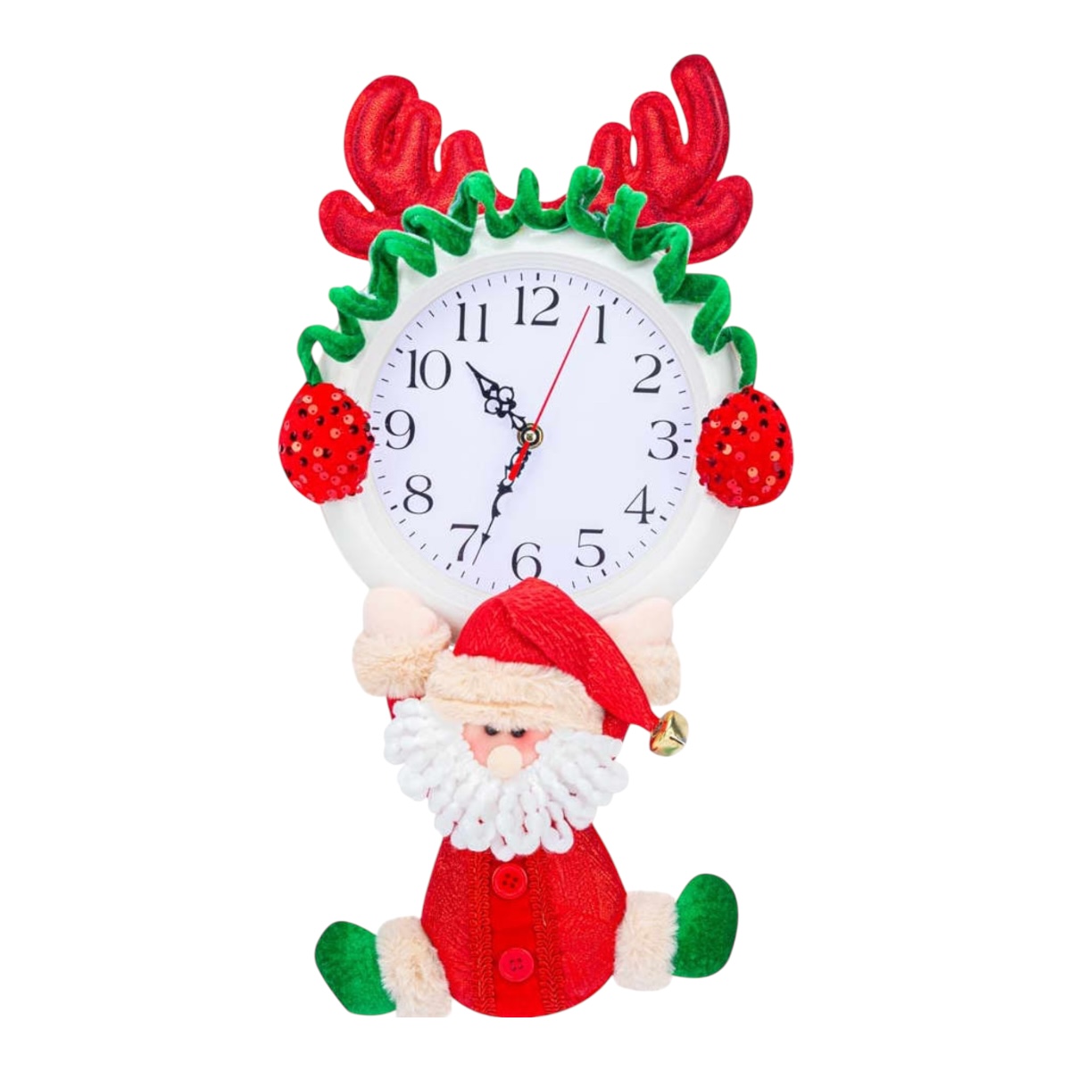 Reloj De Pared Navideño Santa Claus 48 Cm