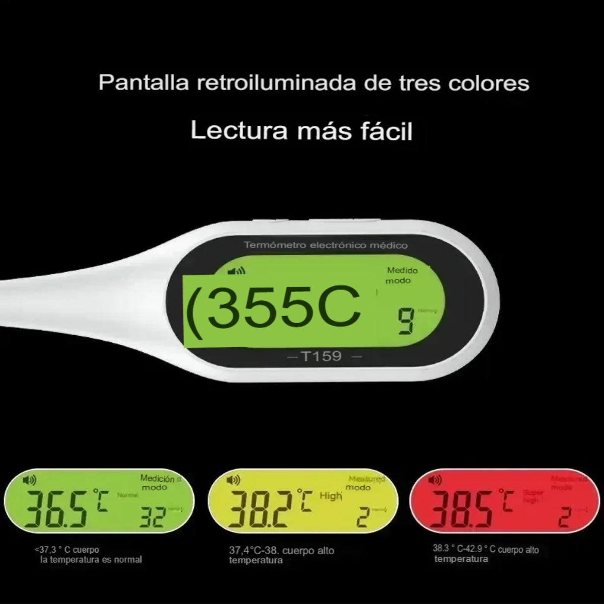 Termómetro Electrónico medidor temperatura inteligente hogar pantalla led alarma casa memoria