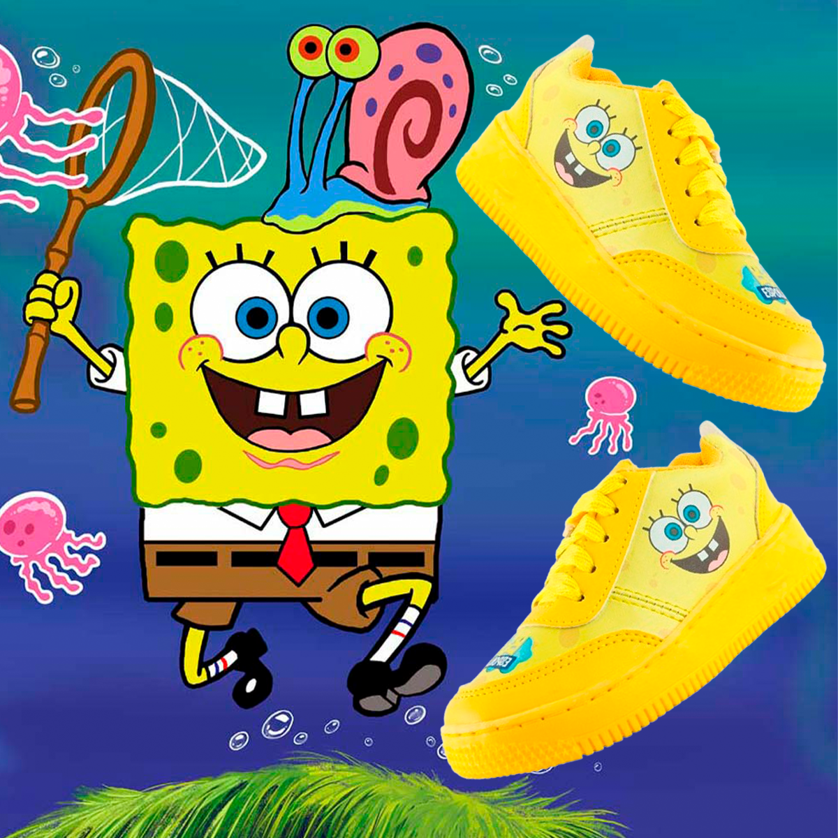 Tenis Niño Bob Esponja Amarillo Cómodos Cosidos 309-N-ABE