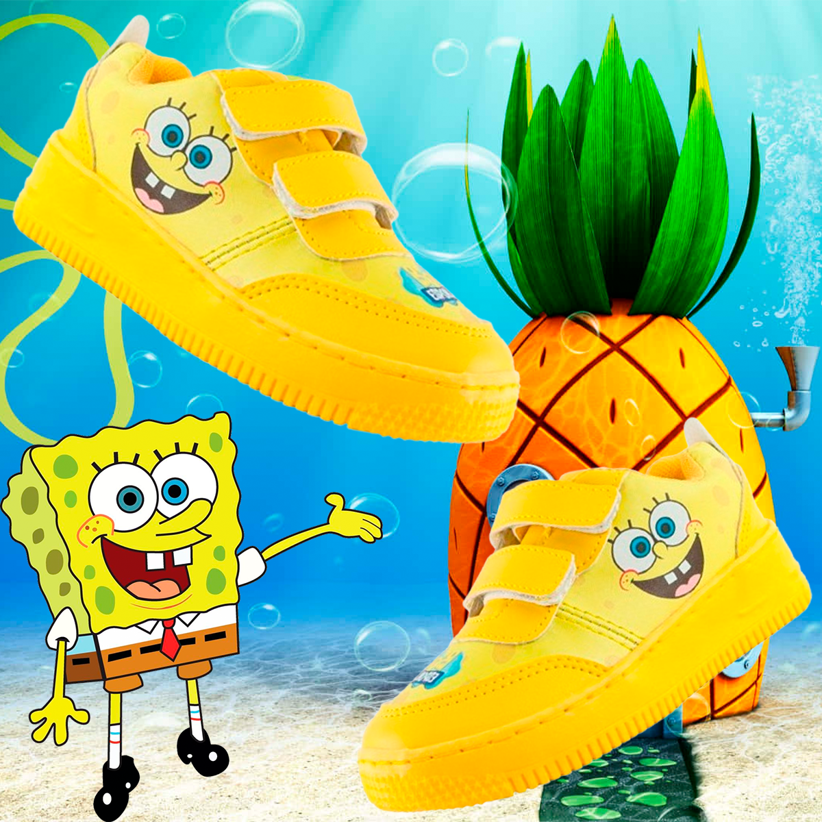 Tenis Niño Bob Esponja Amarillo Cómodos Cosidos 310-A-ABE