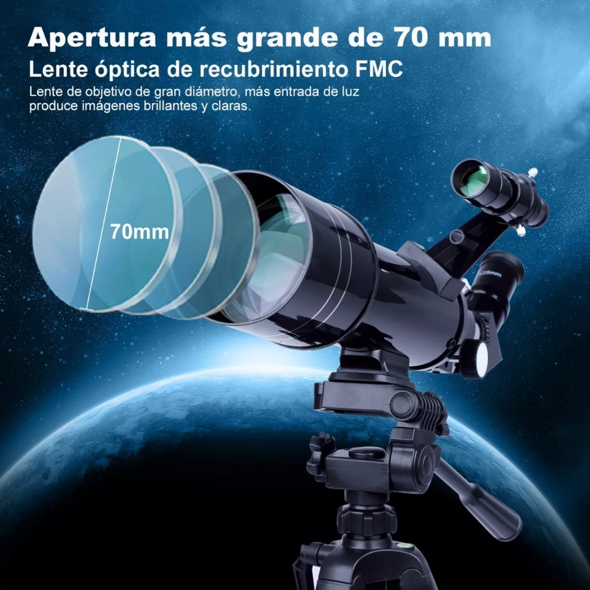 Bnise Telescopio Astronómico Refractivo Telescopio 400x70mm