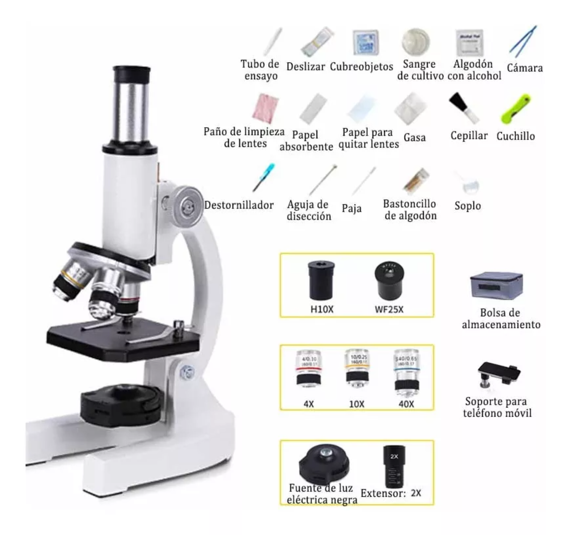 Microscopio Optico Infantil 2000x Juguete Educativo Niños Hd