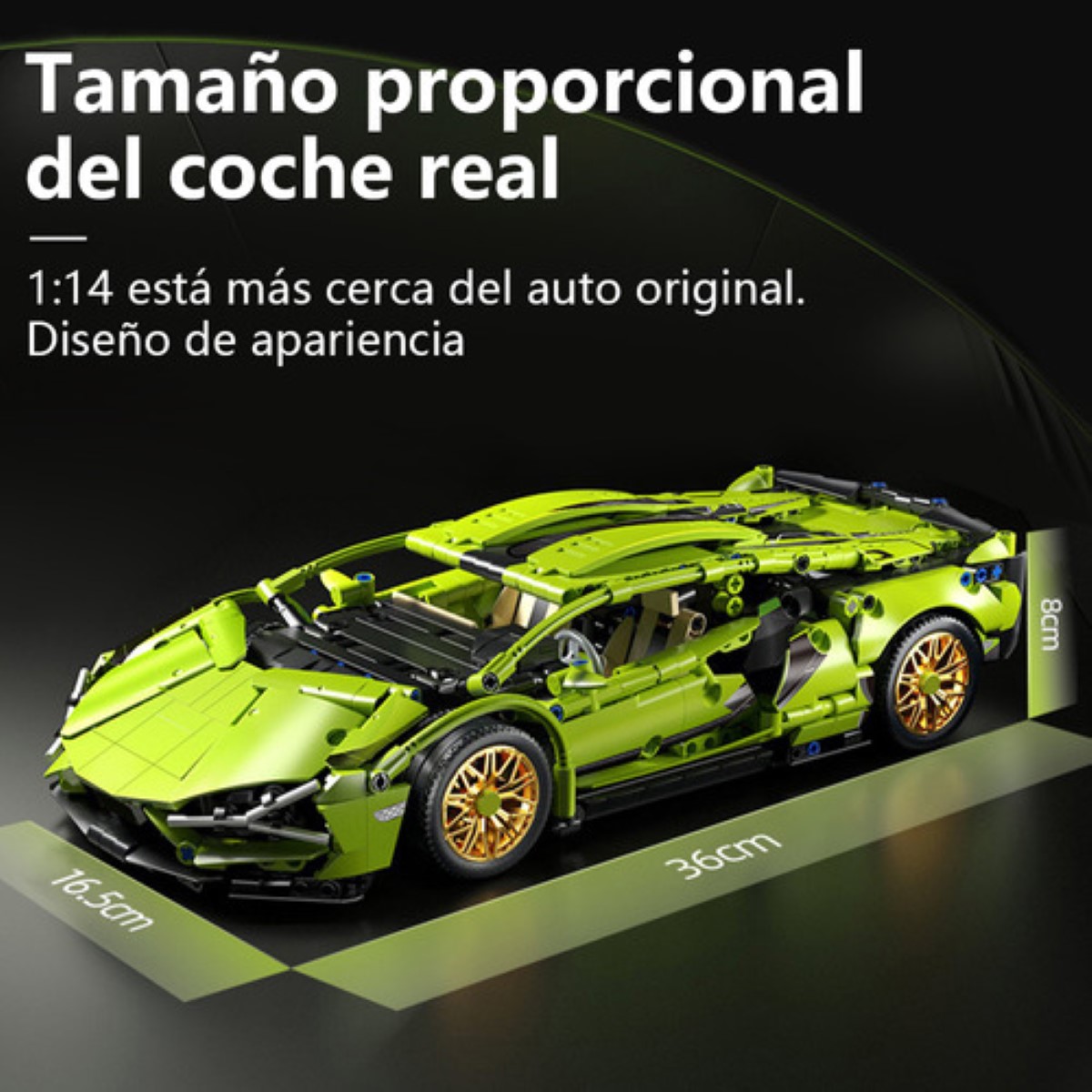 Bloques De Construcción Coche Carreras 1299 pzs + súper Realista VERDE