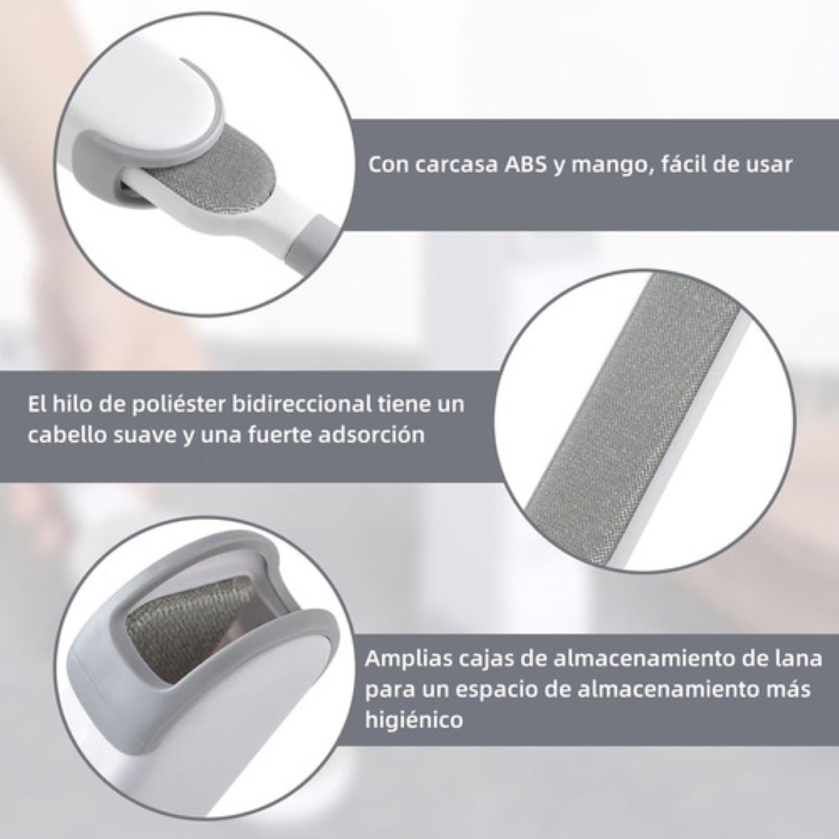 Cepillo Removedor Quita Pelo Quita Pelusa Mascotas Gato Ropa GRIS