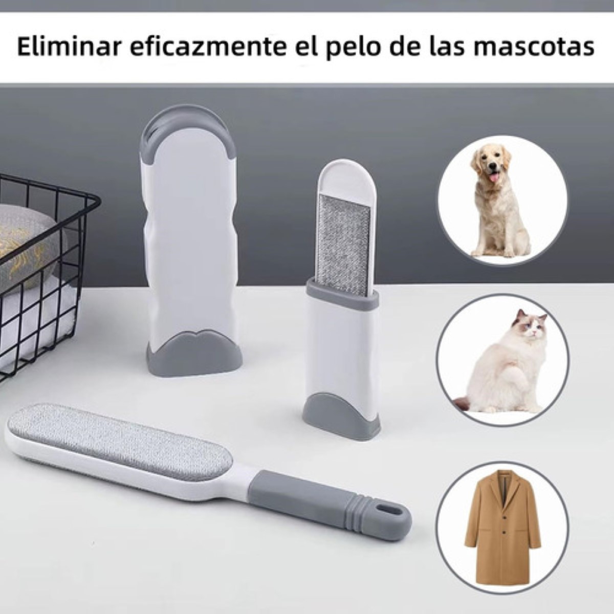 Cepillo Removedor Quita Pelo Quita Pelusa Mascotas Gato Ropa GRIS
