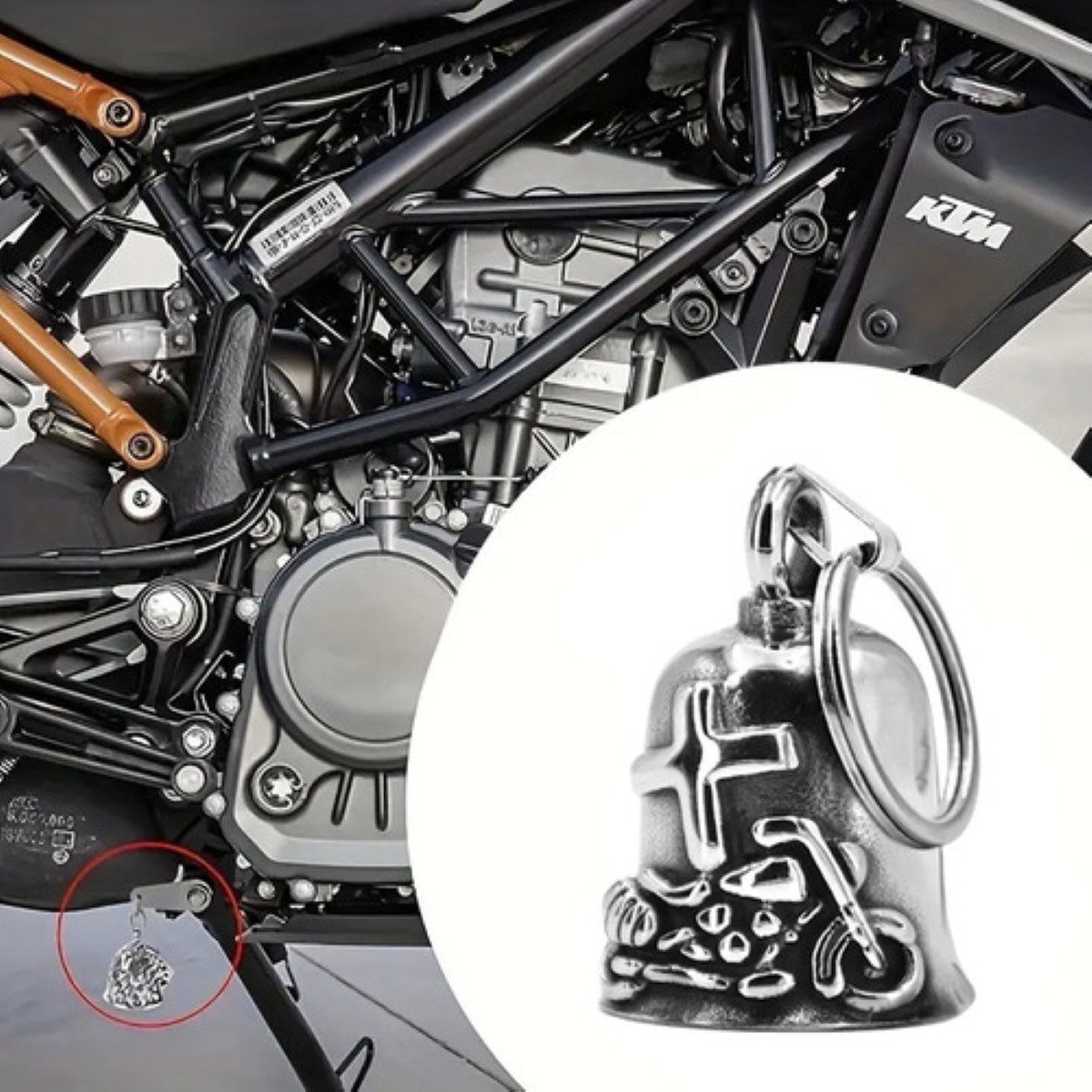 2 Unid. Campana Biker Amuleto Motos Guardian Bell Plateado