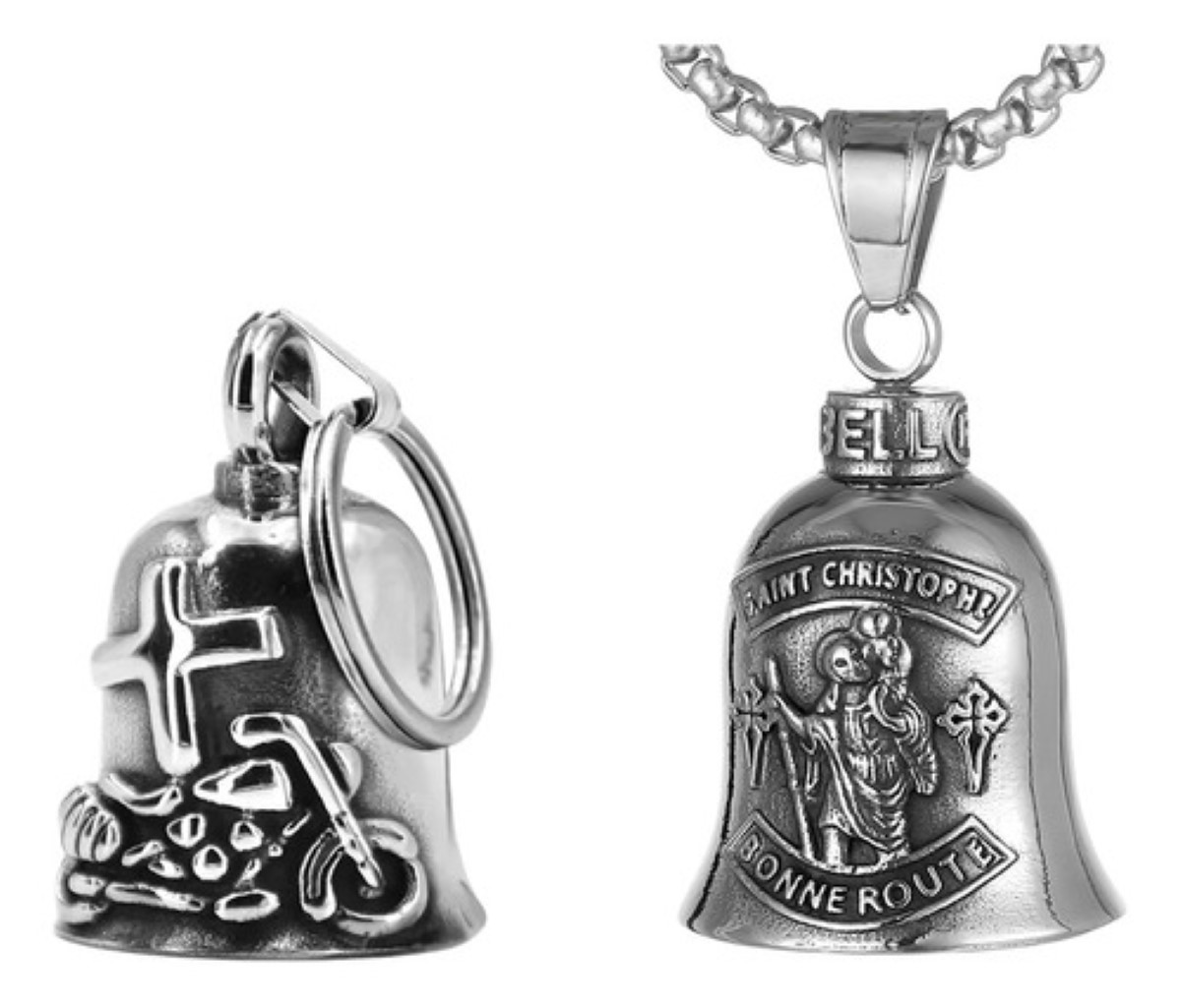 2 Unid. Campana Biker Amuleto Motos Guardian Bell Plateado