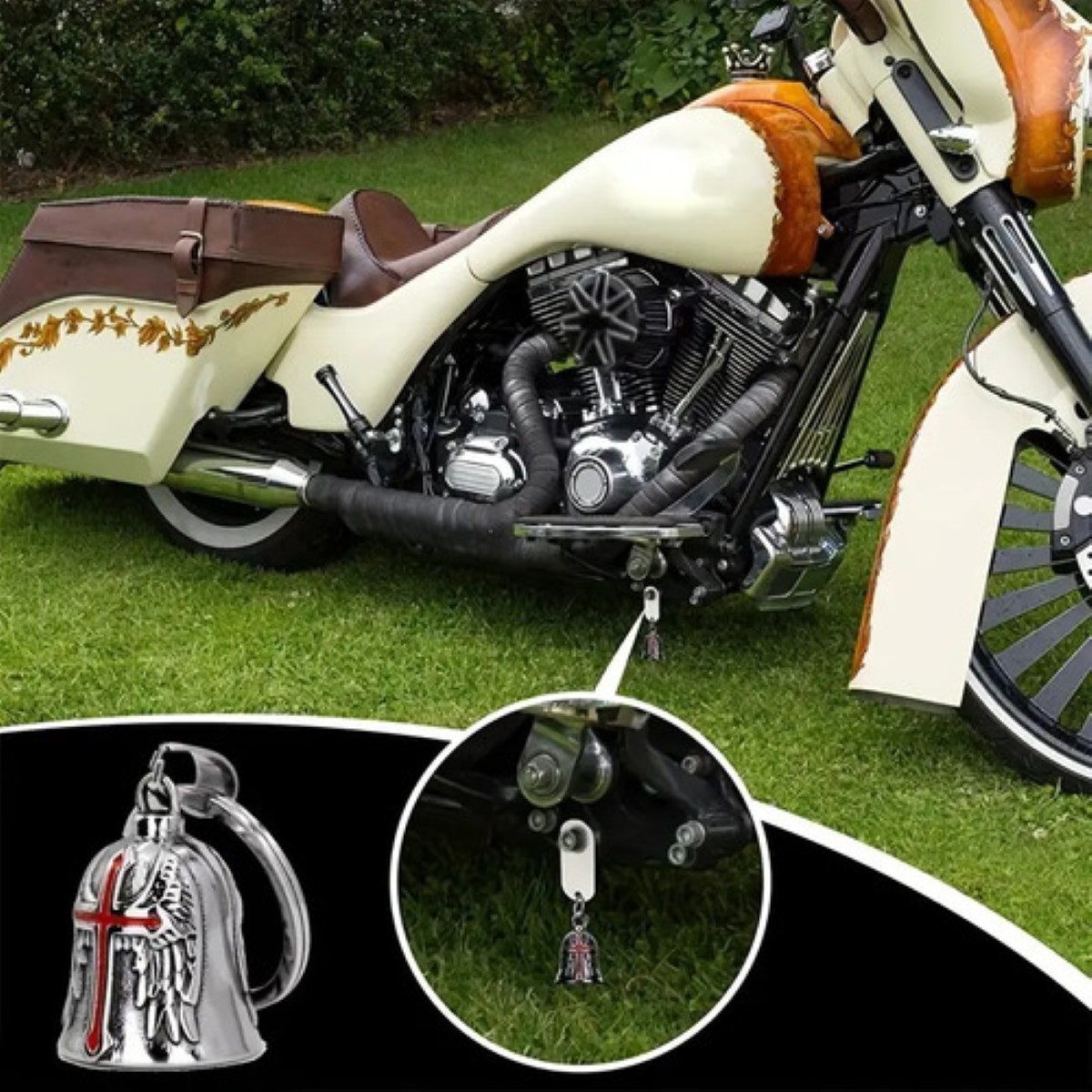 2 Unid. Campana Biker Amuleto Motos Guardian Bell Plateado
